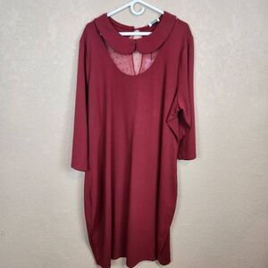 Unique Vintage Red Wiggle Dress with Mesh Collar Detail Size 5X/26 NWT (4773)